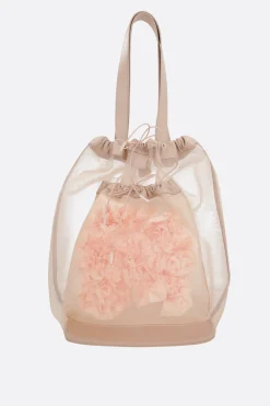 Women SIMONE ROCHA Sheer Stuffed Carnation Drawstring Pocket tote bag