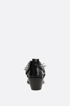 Women JUNYA WATANABE shiny leather western ankle boots with studs