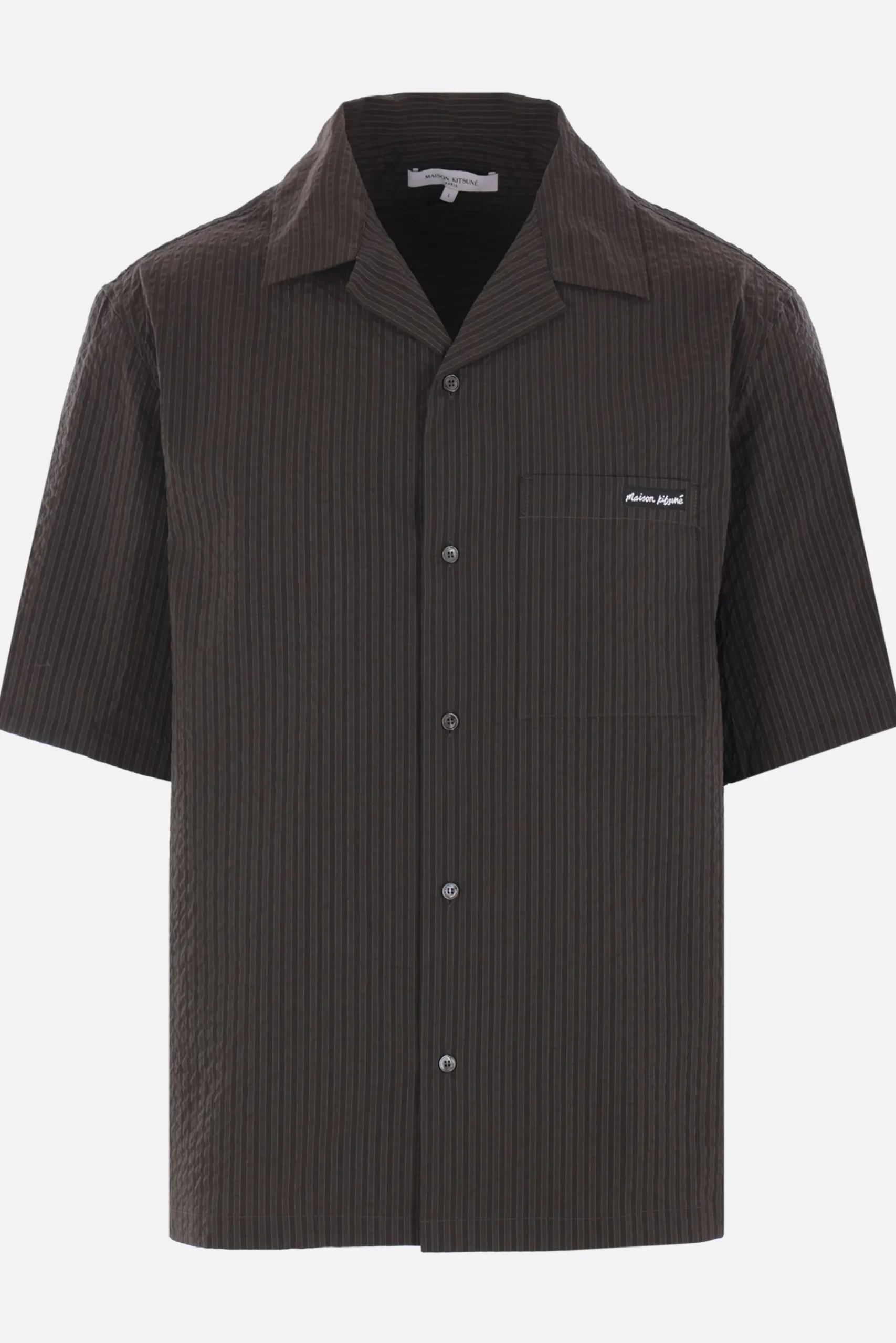 MAISON KITSUNÉ short-sleeve shirt in striped seersucker