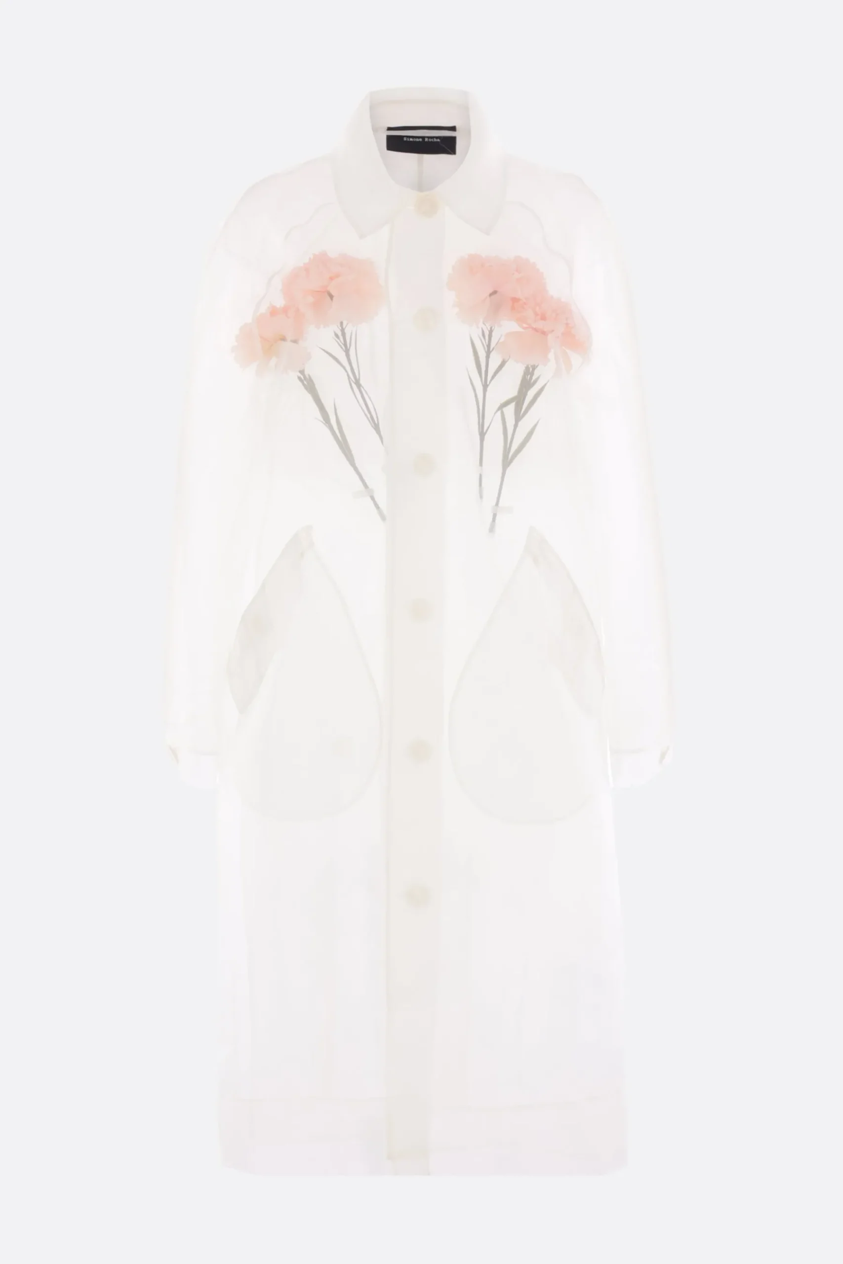 Women SIMONE ROCHA single-breasted coat in organza with flowers