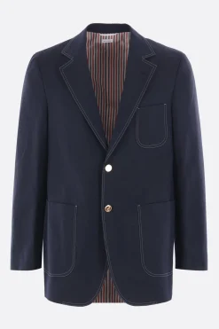 THOM BROWNE single-breasted jacket in cotton and linen