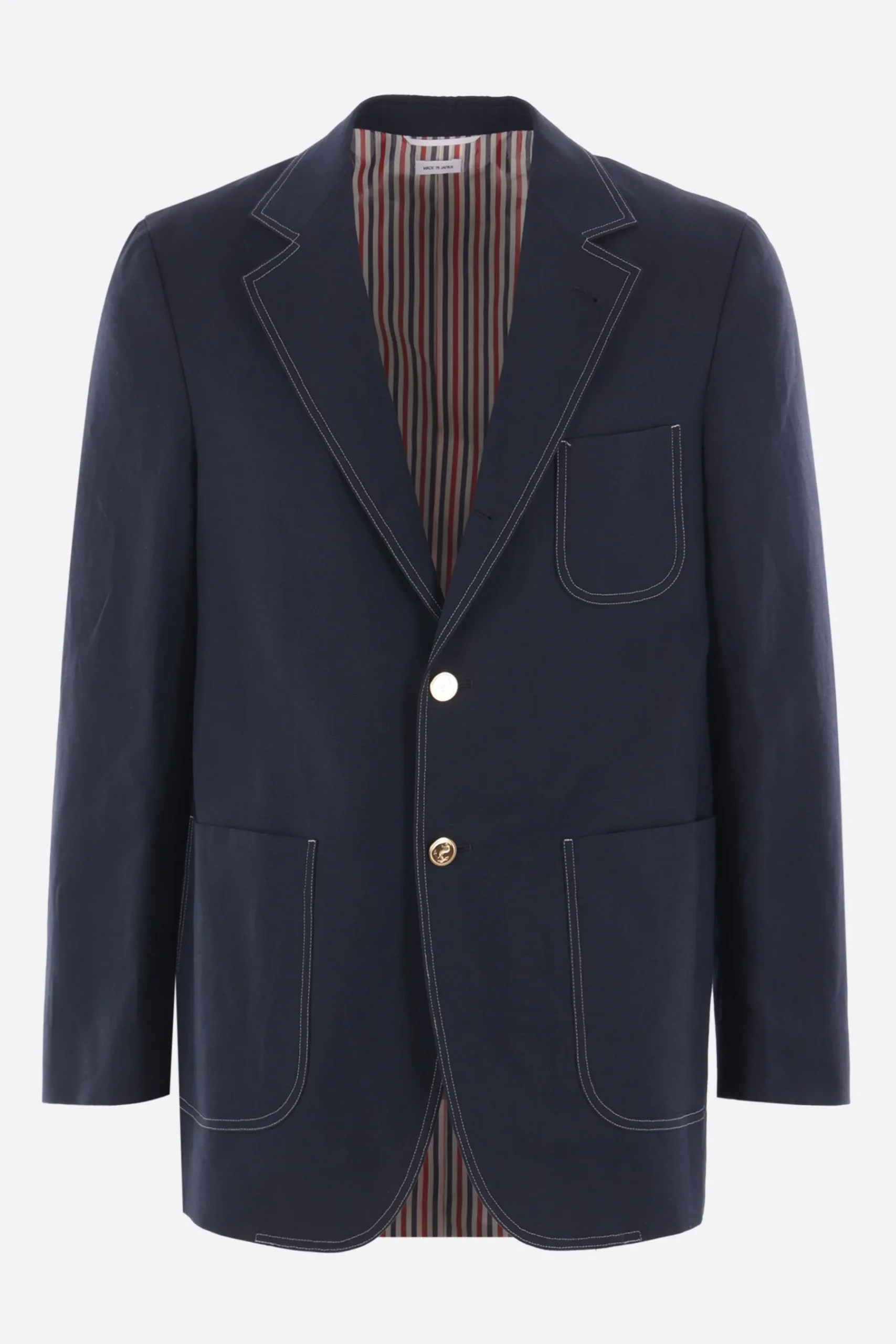 THOM BROWNE single-breasted jacket in cotton and linen