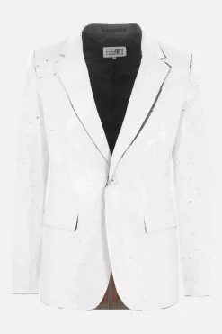 MM6 single-breasted jacket in painted wool blend