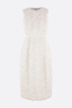 Women COMME DES GARÇONS sleeveless dress in mesh with floral patches