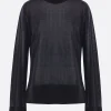 Women TOTEME slit sleeve turtleneck in lyocell and cashmere blend