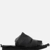 Women YOHJI YAMAMOTO smooth leather and mesh slide sandals