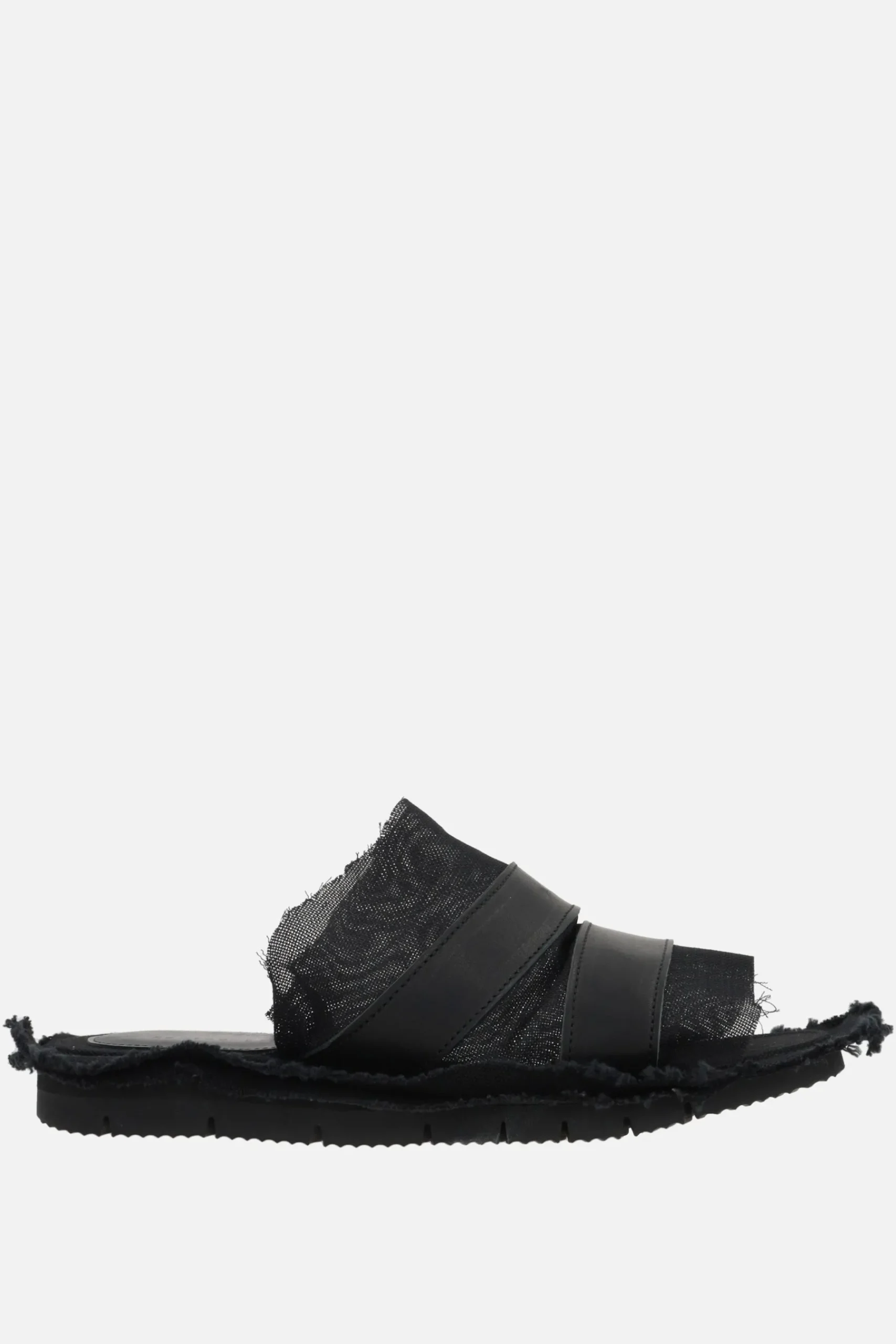 Women YOHJI YAMAMOTO smooth leather and mesh slide sandals