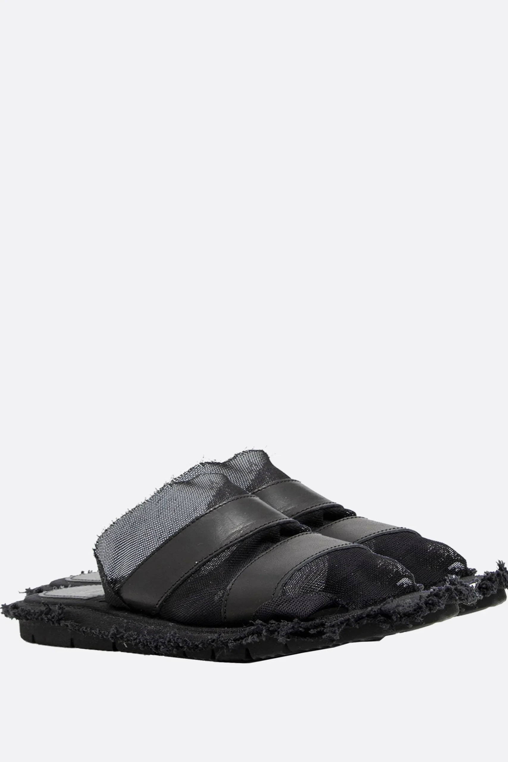 Women YOHJI YAMAMOTO smooth leather and mesh slide sandals