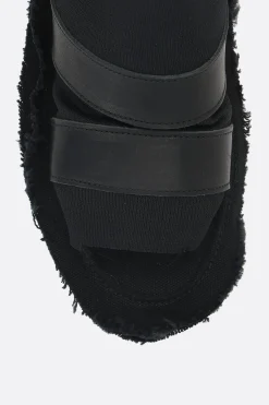 Women YOHJI YAMAMOTO smooth leather and mesh slide sandals