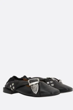 Women TOGA PULLA smooth leather cross strap ballerinas