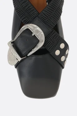 Women TOGA PULLA smooth leather cross strap ballerinas