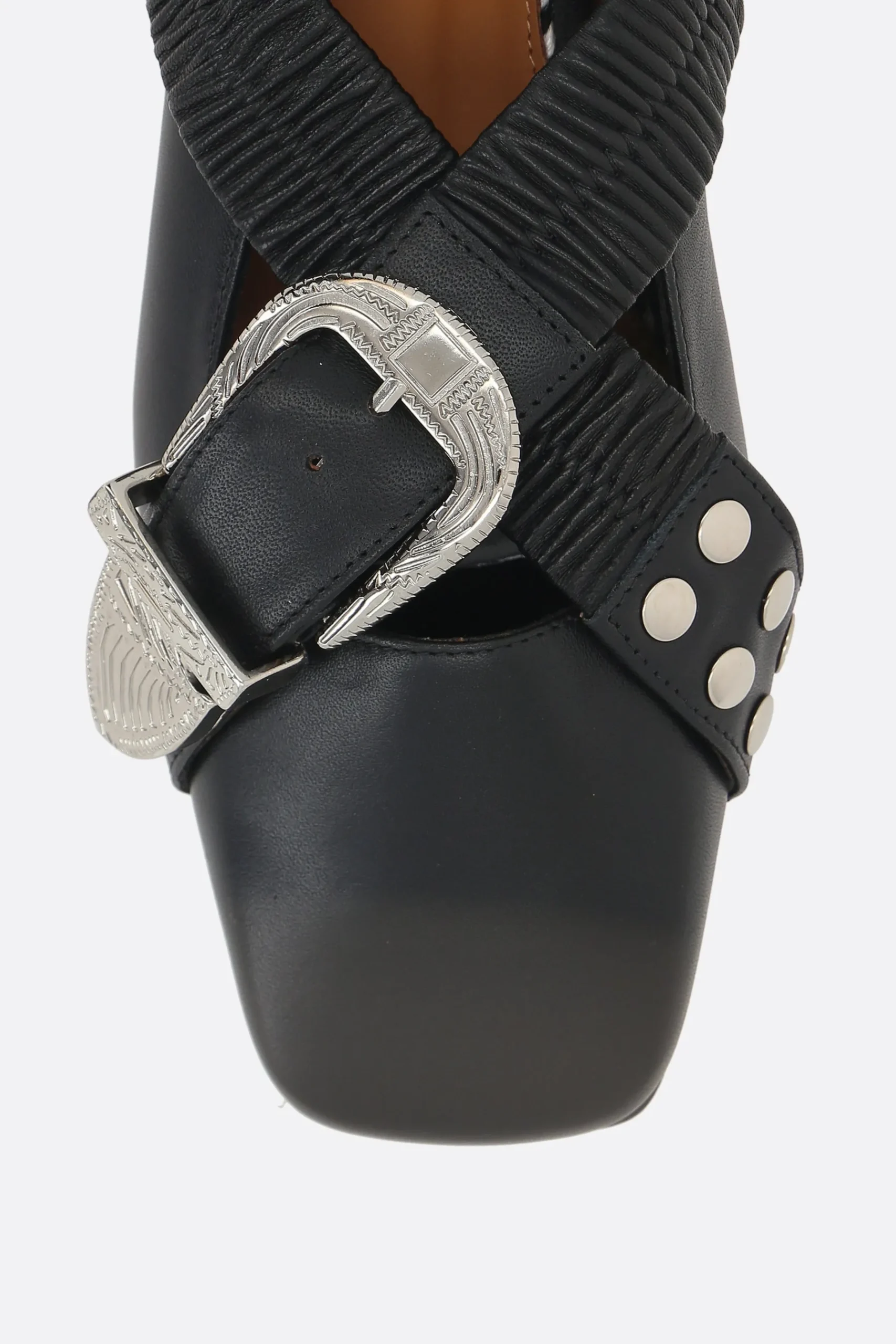 Women TOGA PULLA smooth leather cross strap ballerinas