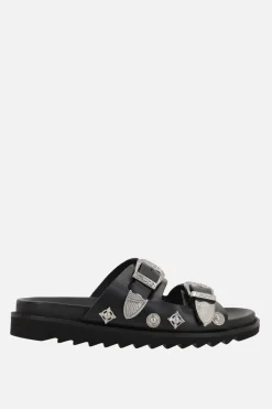 Women TOGA PULLA smooth leather flat sandals with studs
