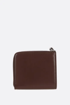 Women JIL SANDER smooth leather half-zip card case