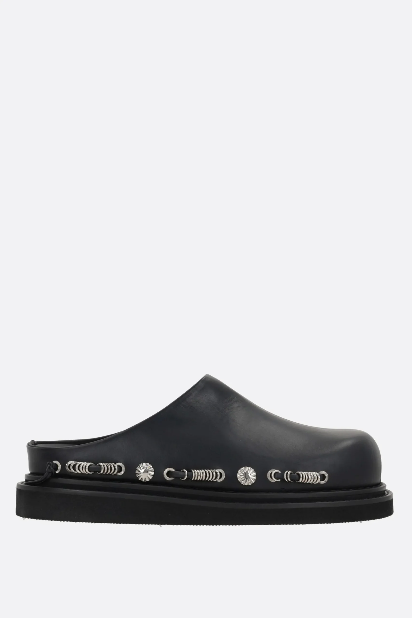 TOGA VIRILIS smooth leather mules with metal eyelets