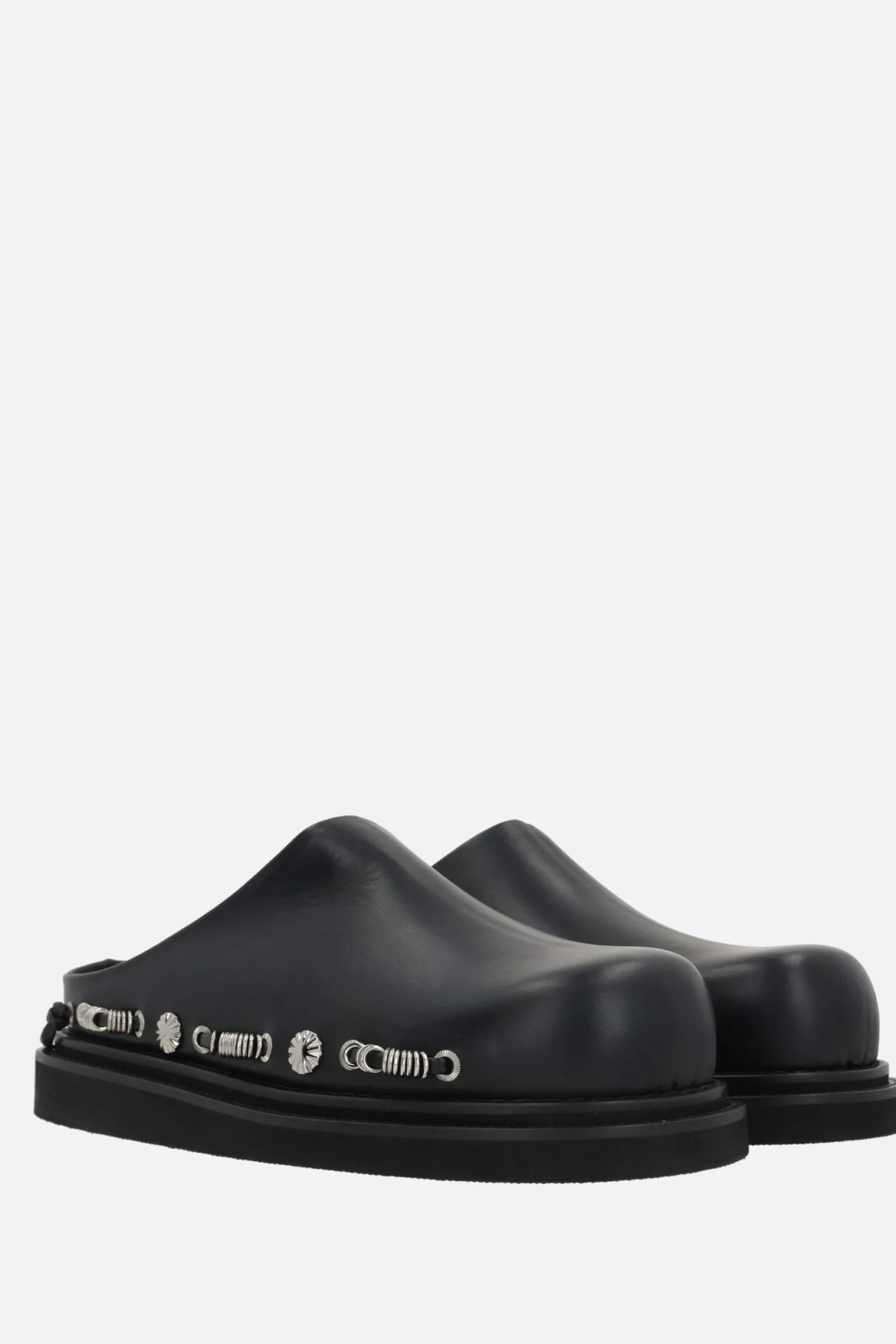 TOGA VIRILIS smooth leather mules with metal eyelets