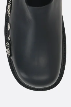 TOGA VIRILIS smooth leather mules with metal eyelets