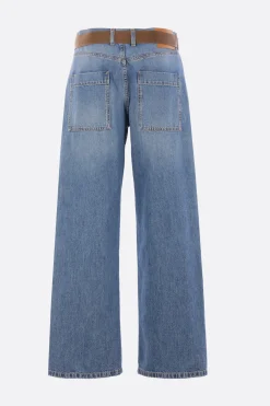 Women PLAN C straight-leg jeans in denim with belt