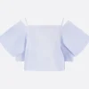Women SACAI striped cotton poplin top