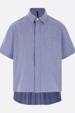Women SACAI striped poplin short-sleeve shirt