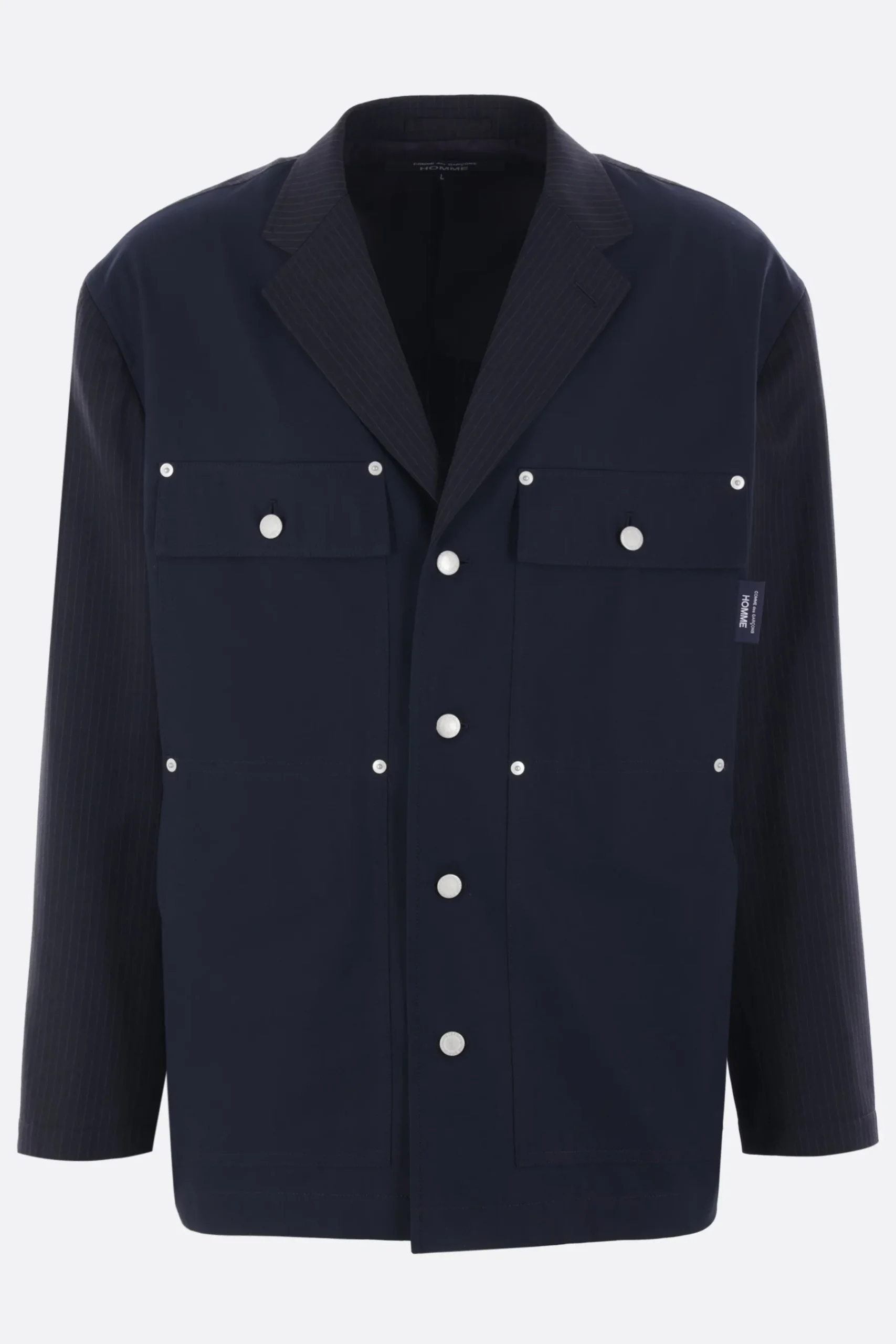 COMME DES GARÇONS HOMME striped wool and canvas jacket