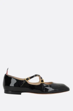 Women THOM BROWNE Thom John criss cross ballerinas in patent leather