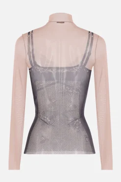 Women BALENCIAGA Trompe l'Œil Lingerie top in stretch mesh