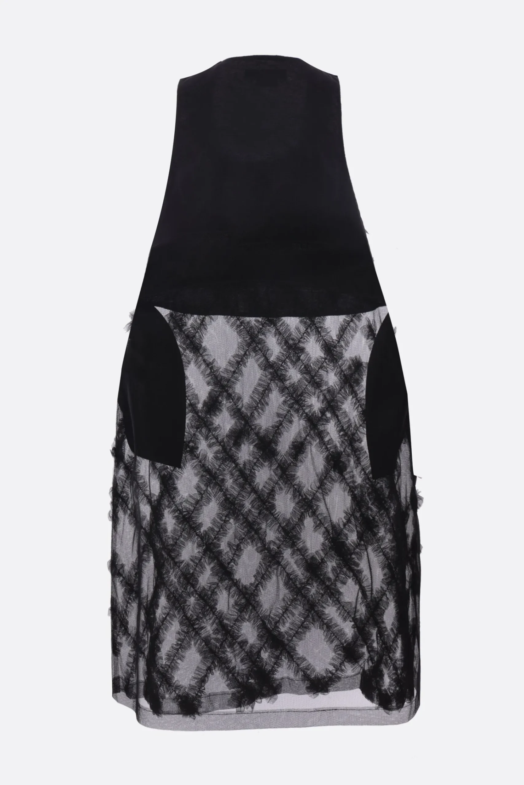 BLACK COMME des GARÇONS tulle long-fit tank top with ruffles