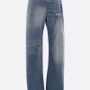 Women MM6 twist wide leg jeans in denim