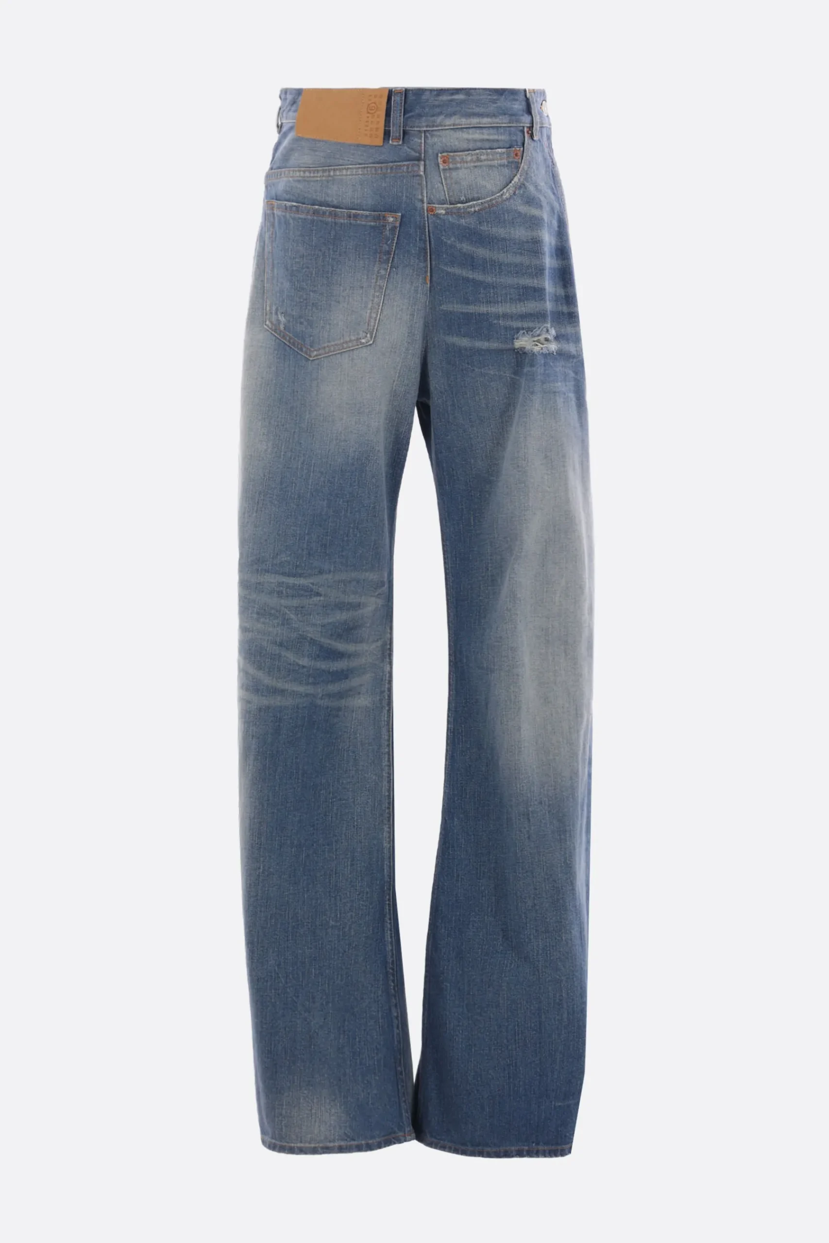 Women MM6 twist wide leg jeans in denim