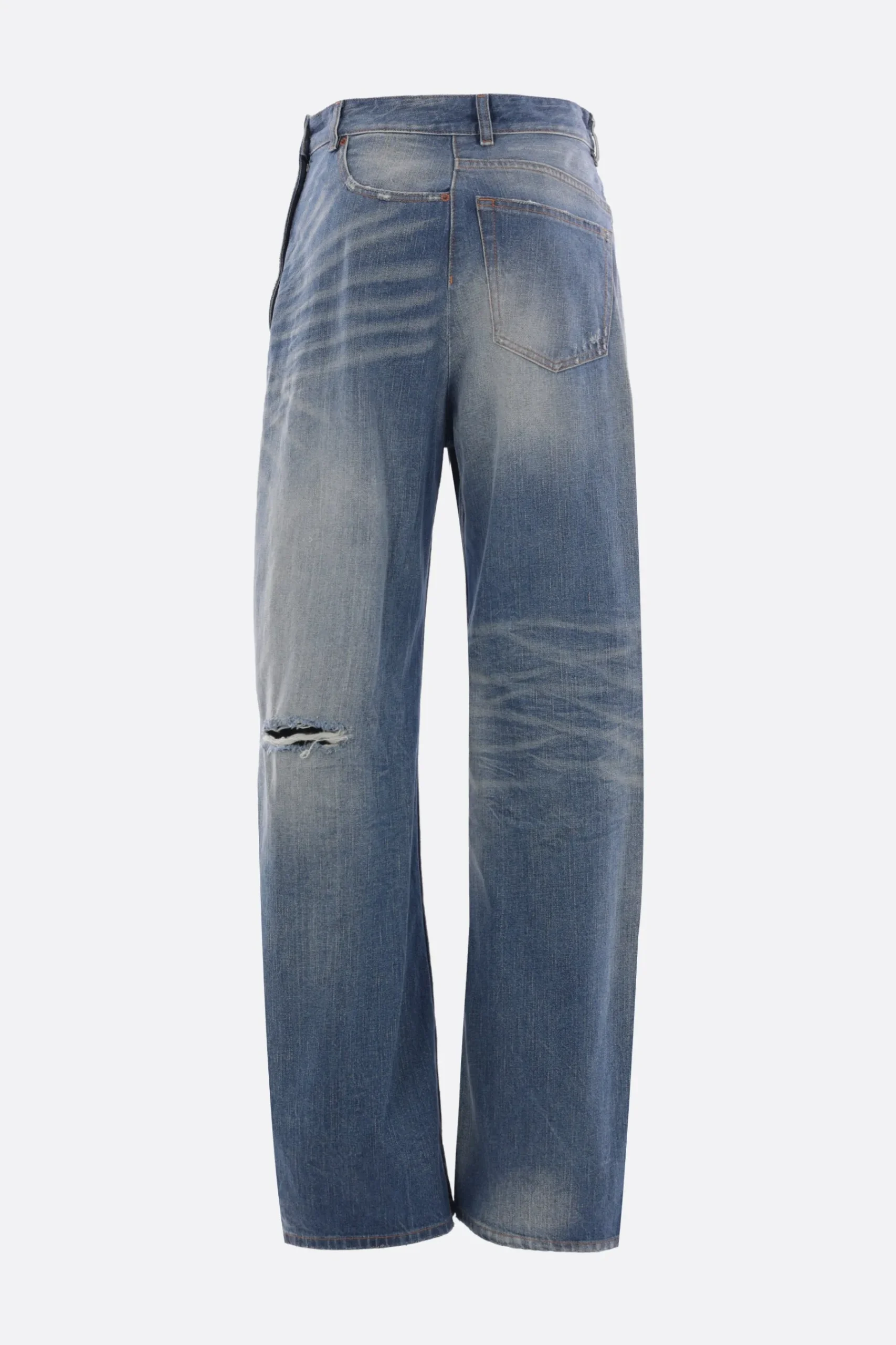 Women MM6 twist wide leg jeans in denim