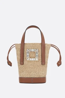 Women ROGER VIVIER Viv' Skate mini bucket bag in raffia