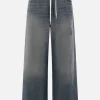 Women MM6 wide-leg denim jeans with drawstring
