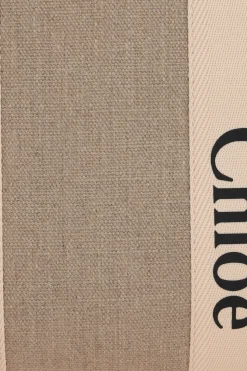 Women CHLOÉ Woody large tote bag in linen and leather