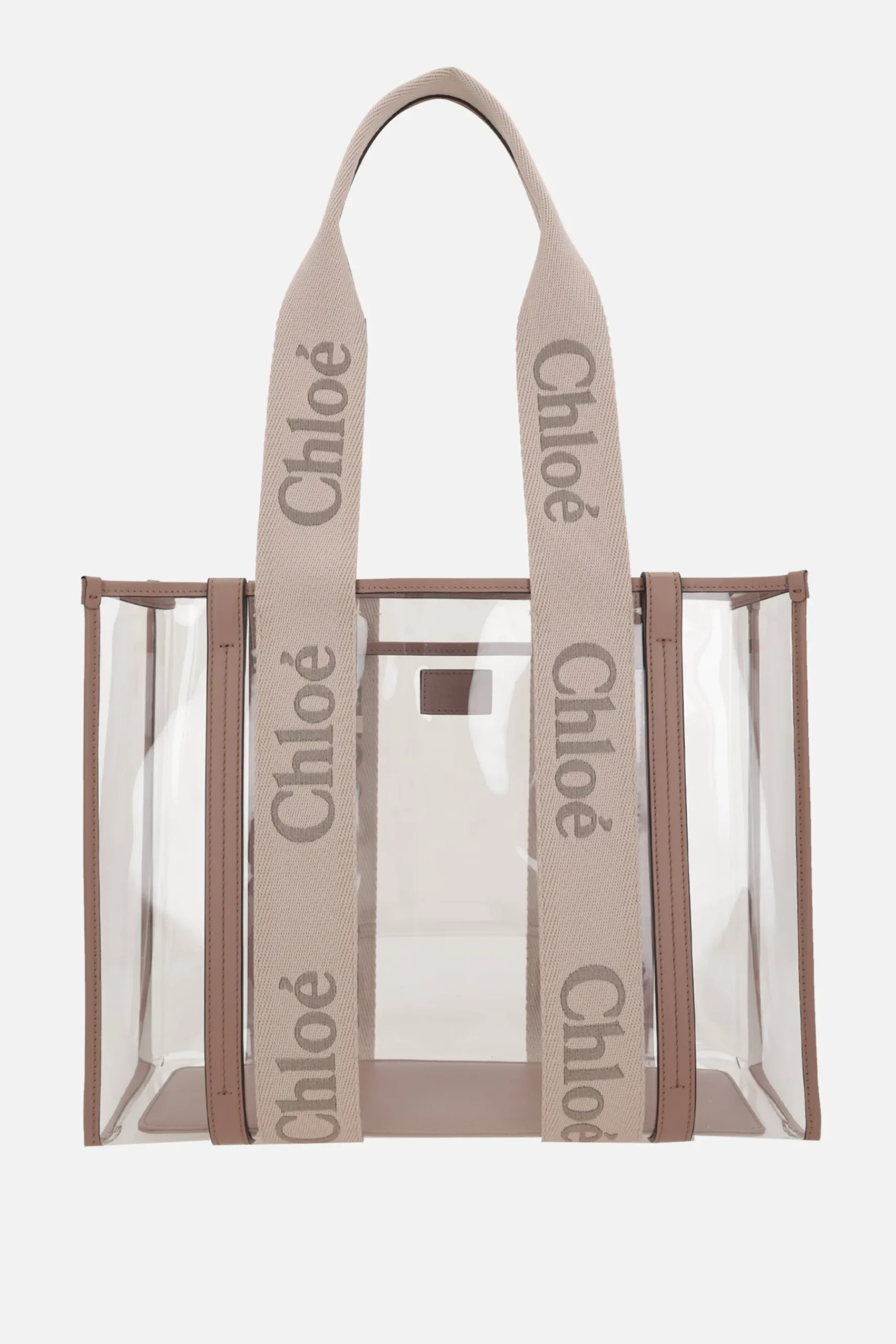 Women CHLOÉ Woody medium tote bag in rubber and leather