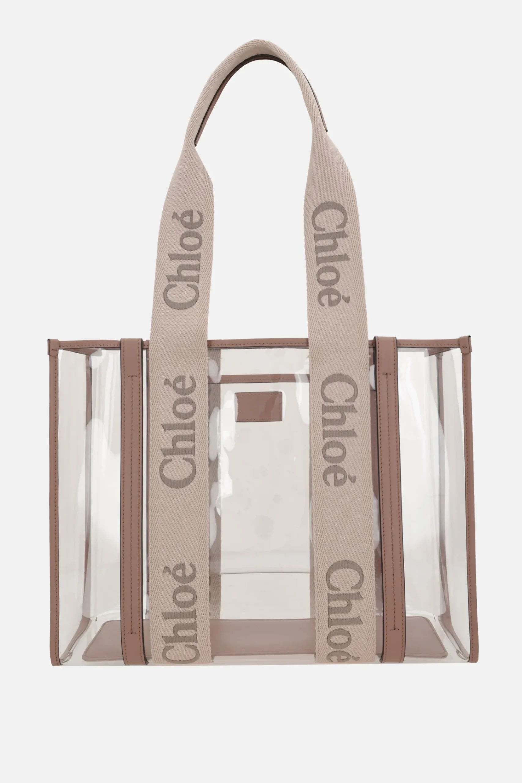 Women CHLOÉ Woody medium tote bag in rubber and leather