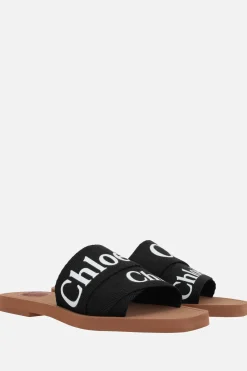 Women CHLOÉ Woody slide sandals in canvas