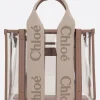 Women CHLOÉ Woody small tote bag in rubber and leather