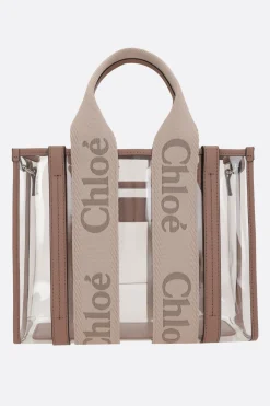 Women CHLOÉ Woody small tote bag in rubber and leather