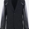 COMME DES GARÇONS HOMME PLUS wool and faux leather destructured jacket