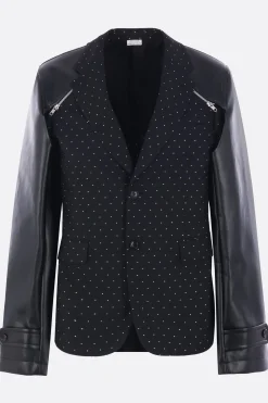 COMME DES GARÇONS HOMME PLUS wool and faux leather destructured jacket