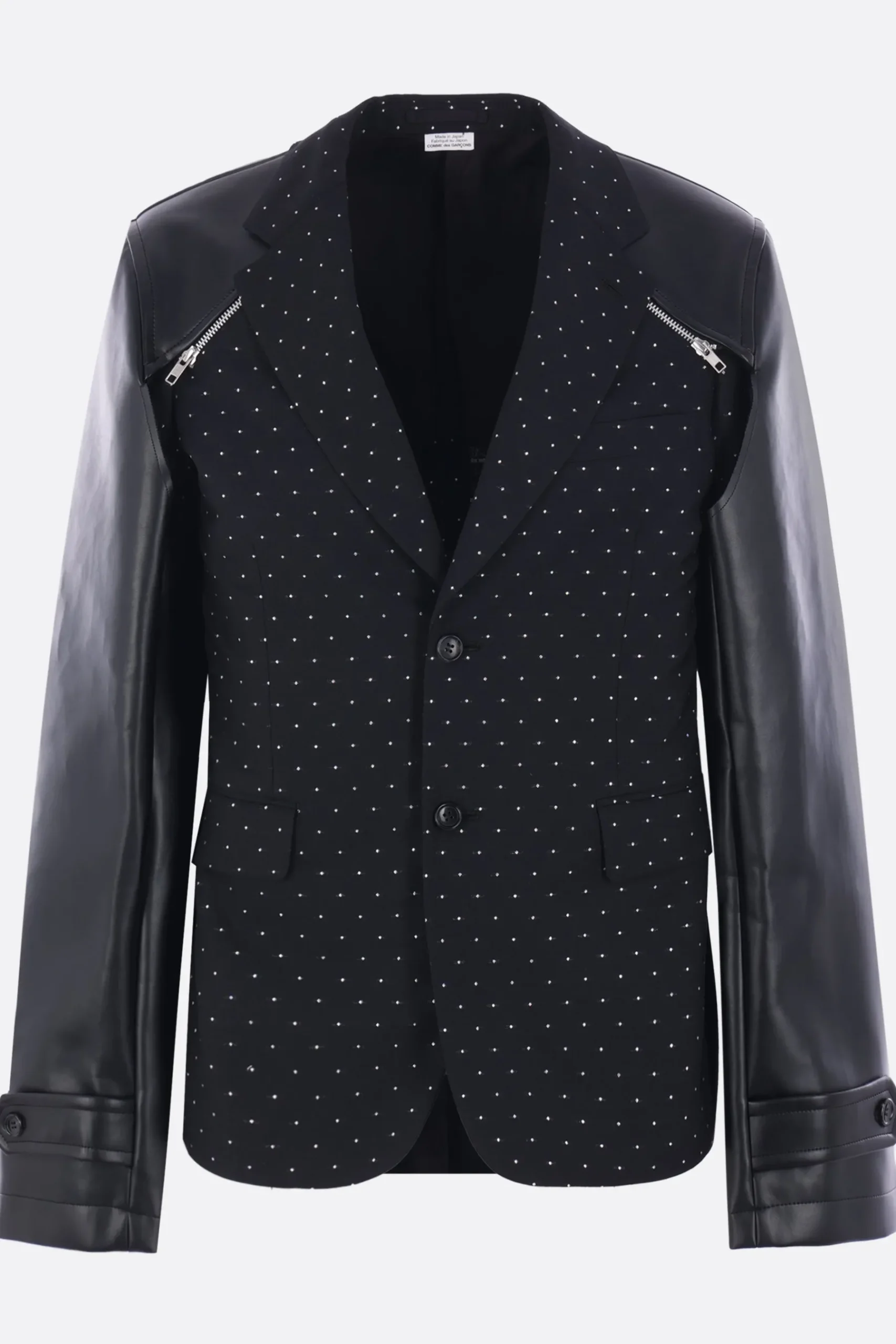COMME DES GARÇONS HOMME PLUS wool and faux leather destructured jacket