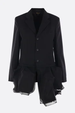 Women COMME DES GARÇONS wool and mesh jacket with destructured hem