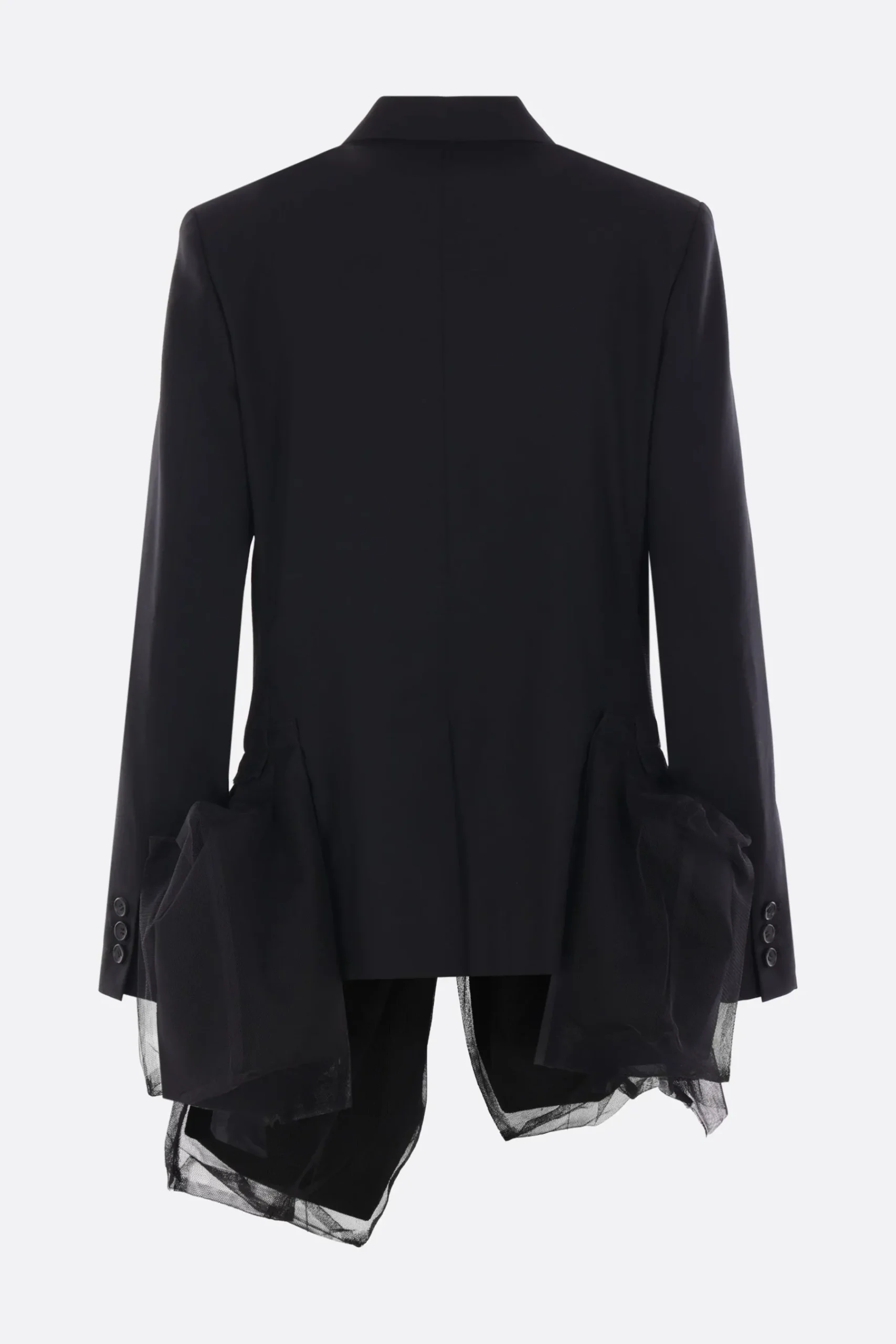 Women COMME DES GARÇONS wool and mesh jacket with destructured hem