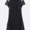 Women SACAI wool and satin shirt dress