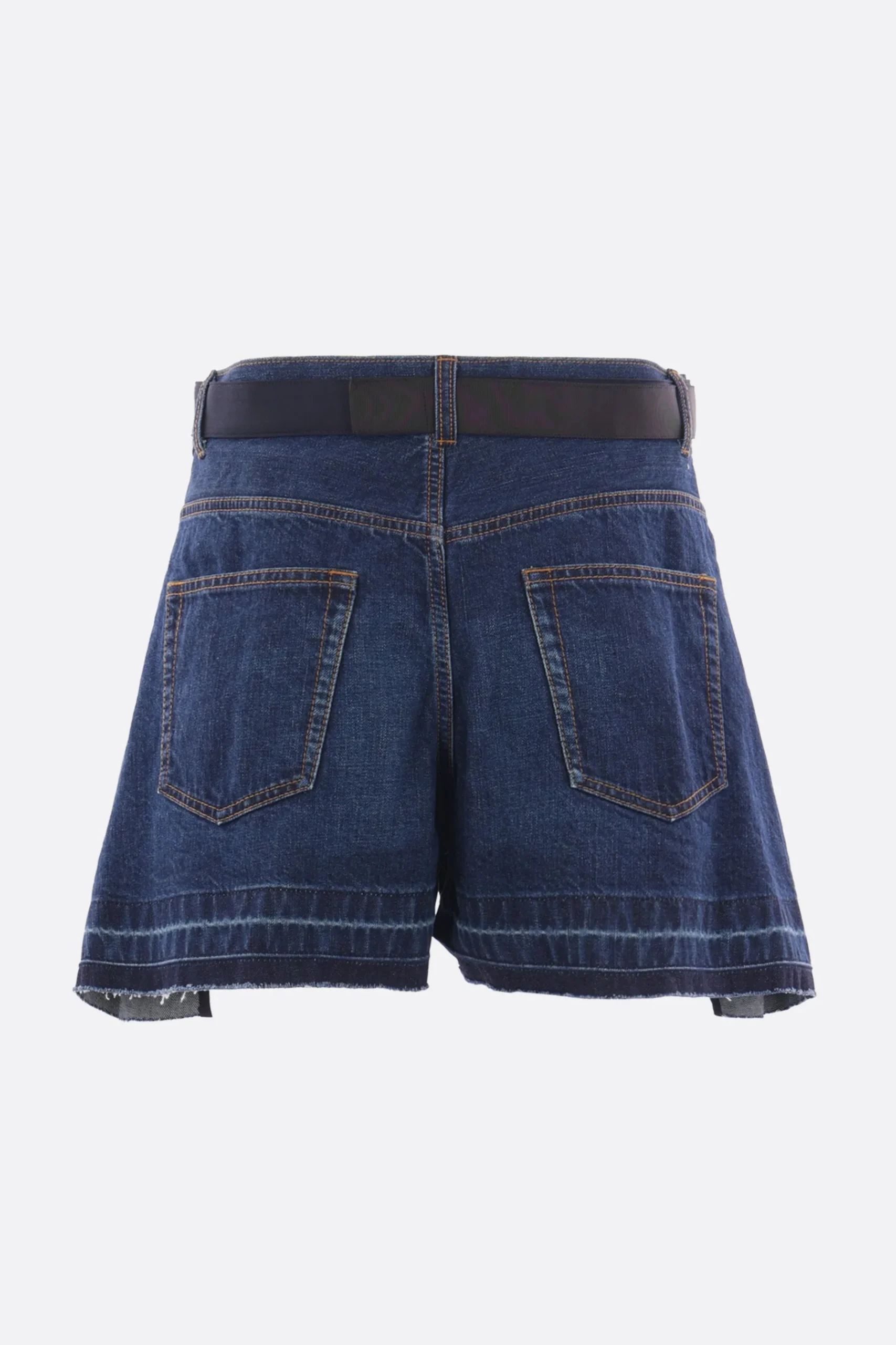 Women SACAI wool blend and denim shorts with belt