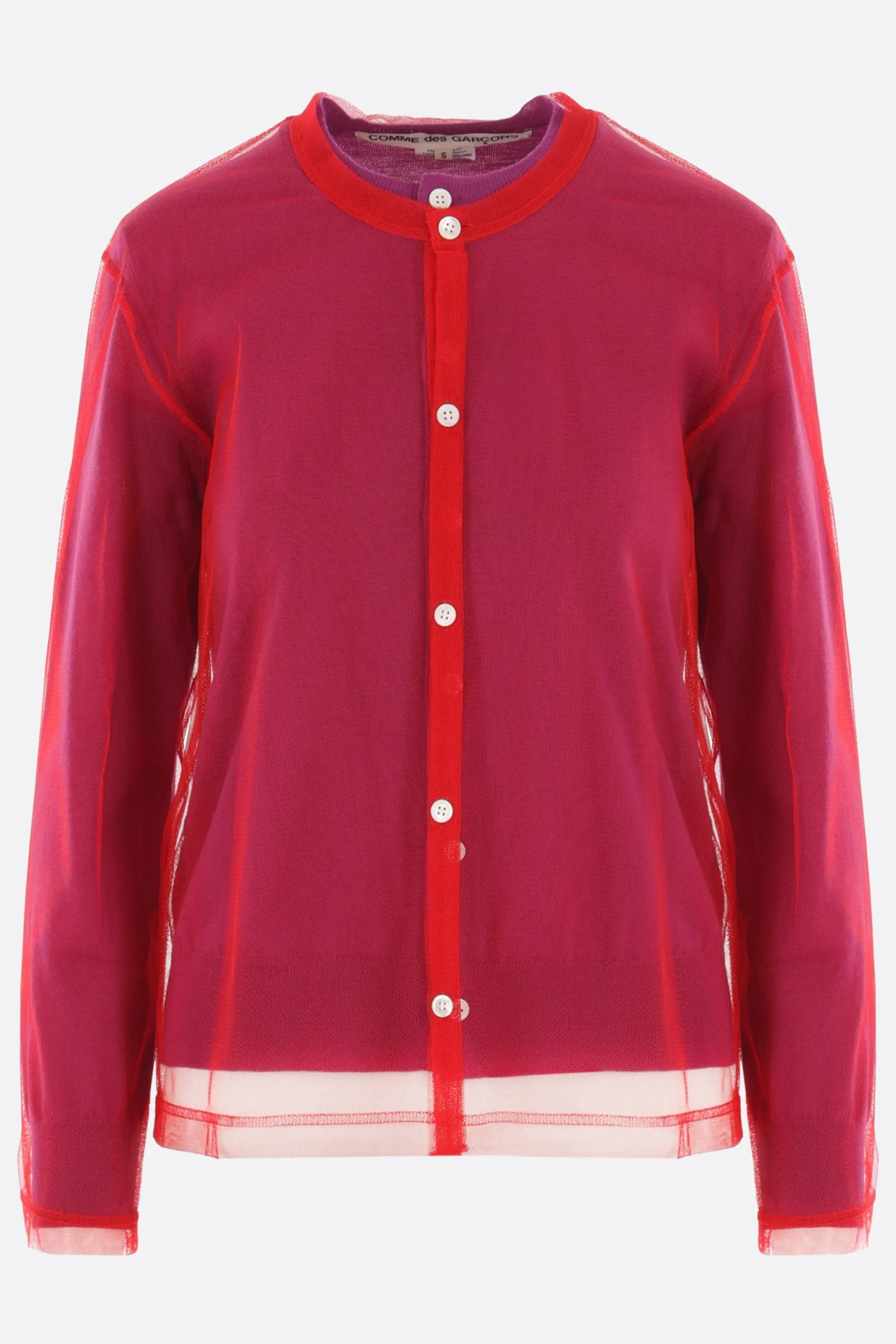 Women COMME DES GARÇONS wool cardigan with tulle layer