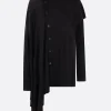 Women YOHJI YAMAMOTO wool silk crepe asymmetric cardigan
