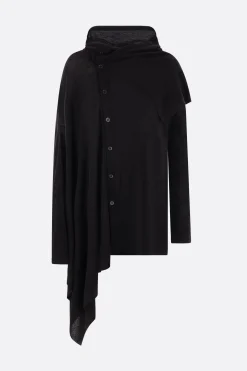 Women YOHJI YAMAMOTO wool silk crepe asymmetric cardigan