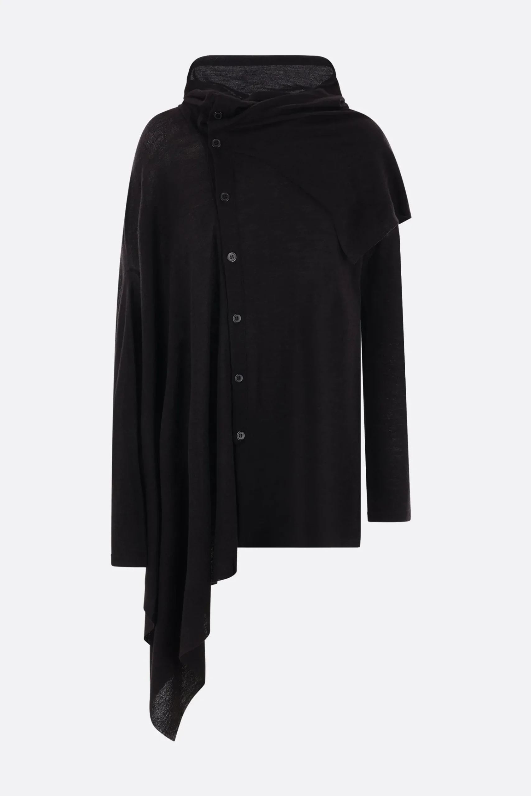 Women YOHJI YAMAMOTO wool silk crepe asymmetric cardigan
